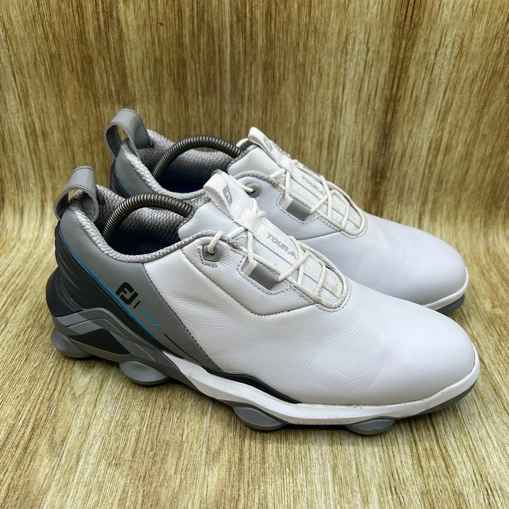 FootJoy Tour Alpha Men's Size 9 M White Leather Golf Shoes Cleats 55506
